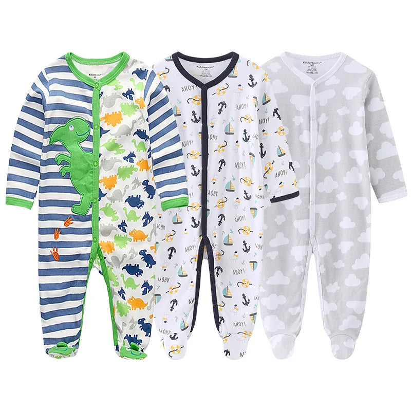Pyjama Bébé “Pack Essentiel” – Lot de 3 Pyjamas en Coton Doux