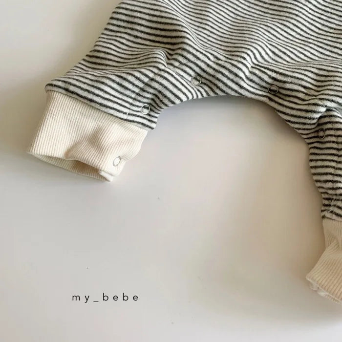 Pyjama Bébé "Coton Rayé Nevia" – Grenouillère Chaude Automne Hiver 6-24 Mois