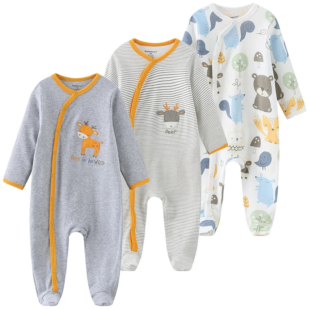 Pyjama Bébé “Pack Essentiel” – Lot de 3 Pyjamas en Coton Doux