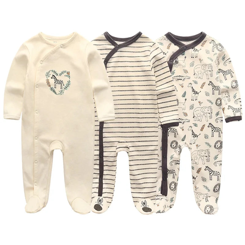 Pyjama Bébé “Pack Essentiel” – Lot de 3 Pyjamas en Coton Doux
