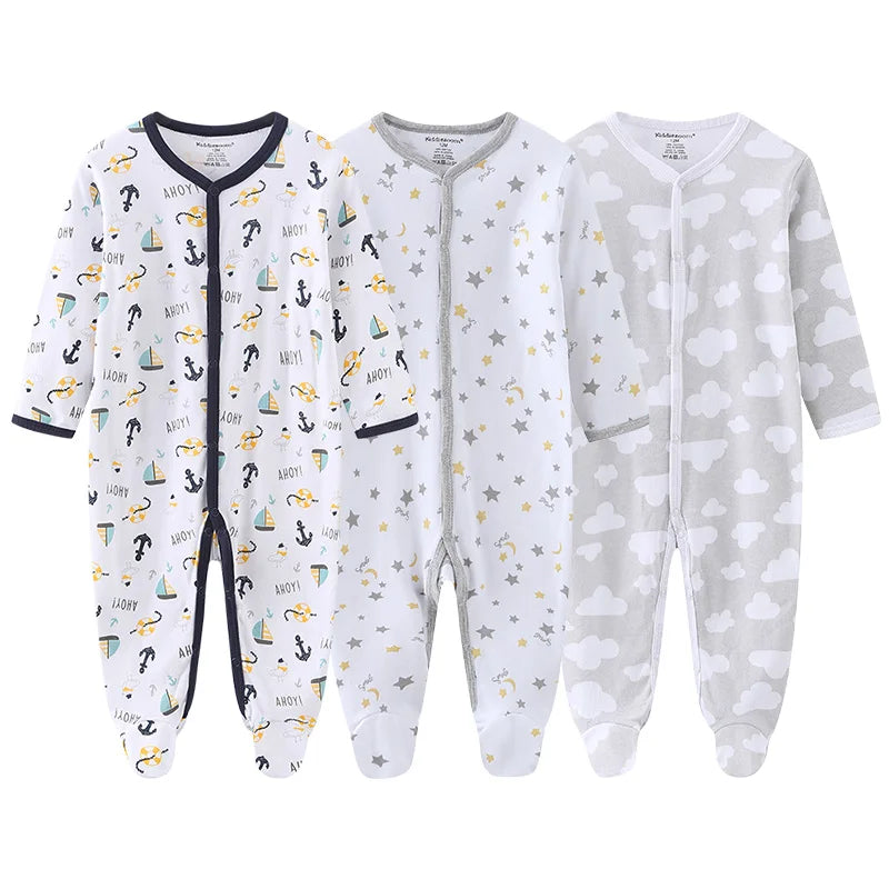 Pyjama Bébé “Pack Essentiel” – Lot de 3 Pyjamas en Coton Doux
