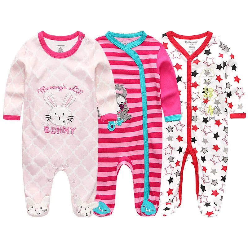 Pyjama Bébé “Pack Essentiel” – Lot de 3 Pyjamas en Coton Doux