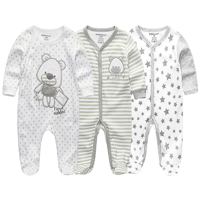 Pyjama Bébé “Pack Essentiel” – Lot de 3 Pyjamas en Coton Doux