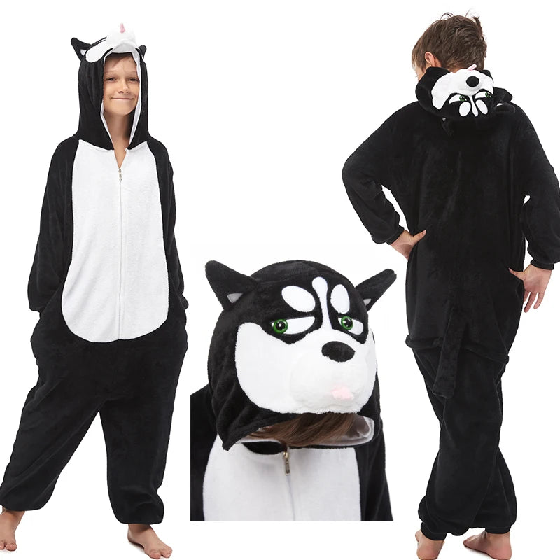 Kigurumi Enfant Hiver – Combinaison Polaire Douce Licorne, Loup & Animaux