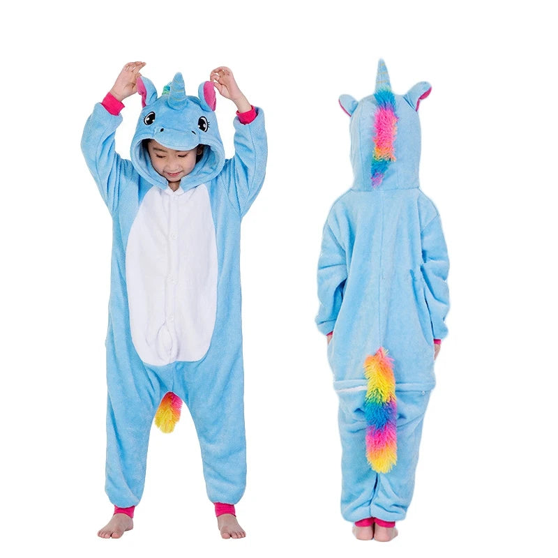 Kigurumi Enfant Hiver – Combinaison Polaire Douce Licorne, Loup & Animaux