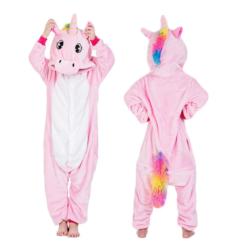 Kigurumi Enfant Hiver – Combinaison Polaire Douce Licorne, Loup & Animaux