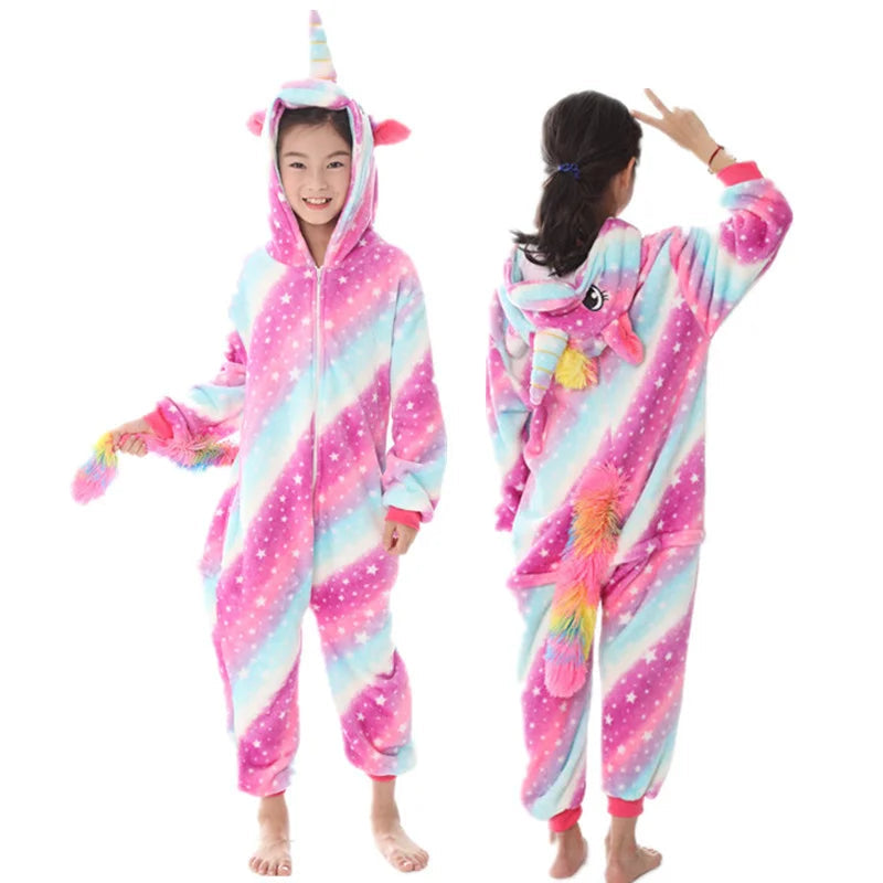 Kigurumi Enfant Hiver – Combinaison Polaire Douce Licorne, Loup & Animaux