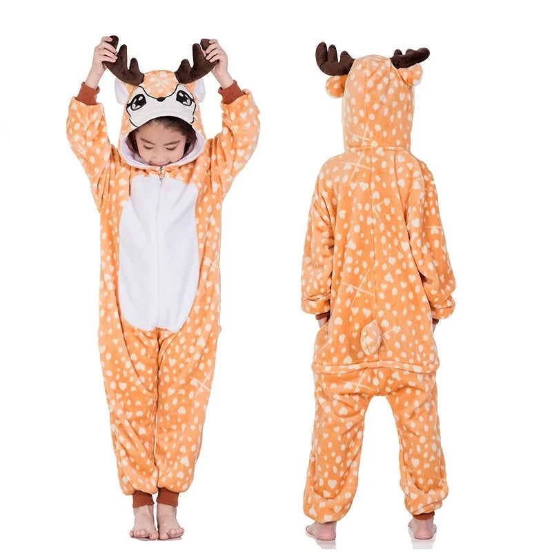 Kigurumi Enfant Hiver – Combinaison Polaire Douce Licorne, Loup & Animaux