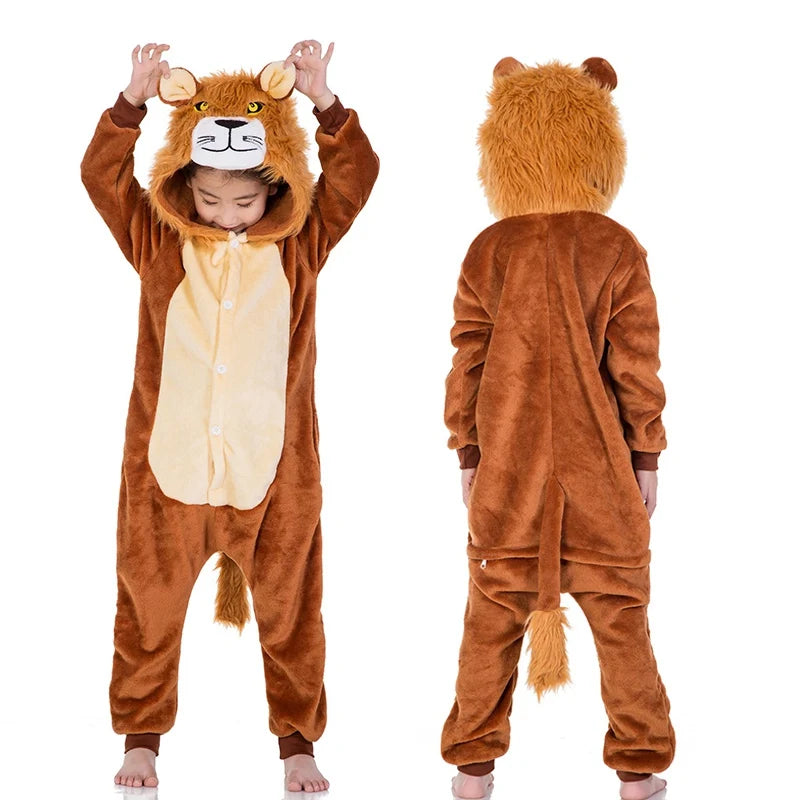Kigurumi Enfant Hiver – Combinaison Polaire Douce Licorne, Loup & Animaux