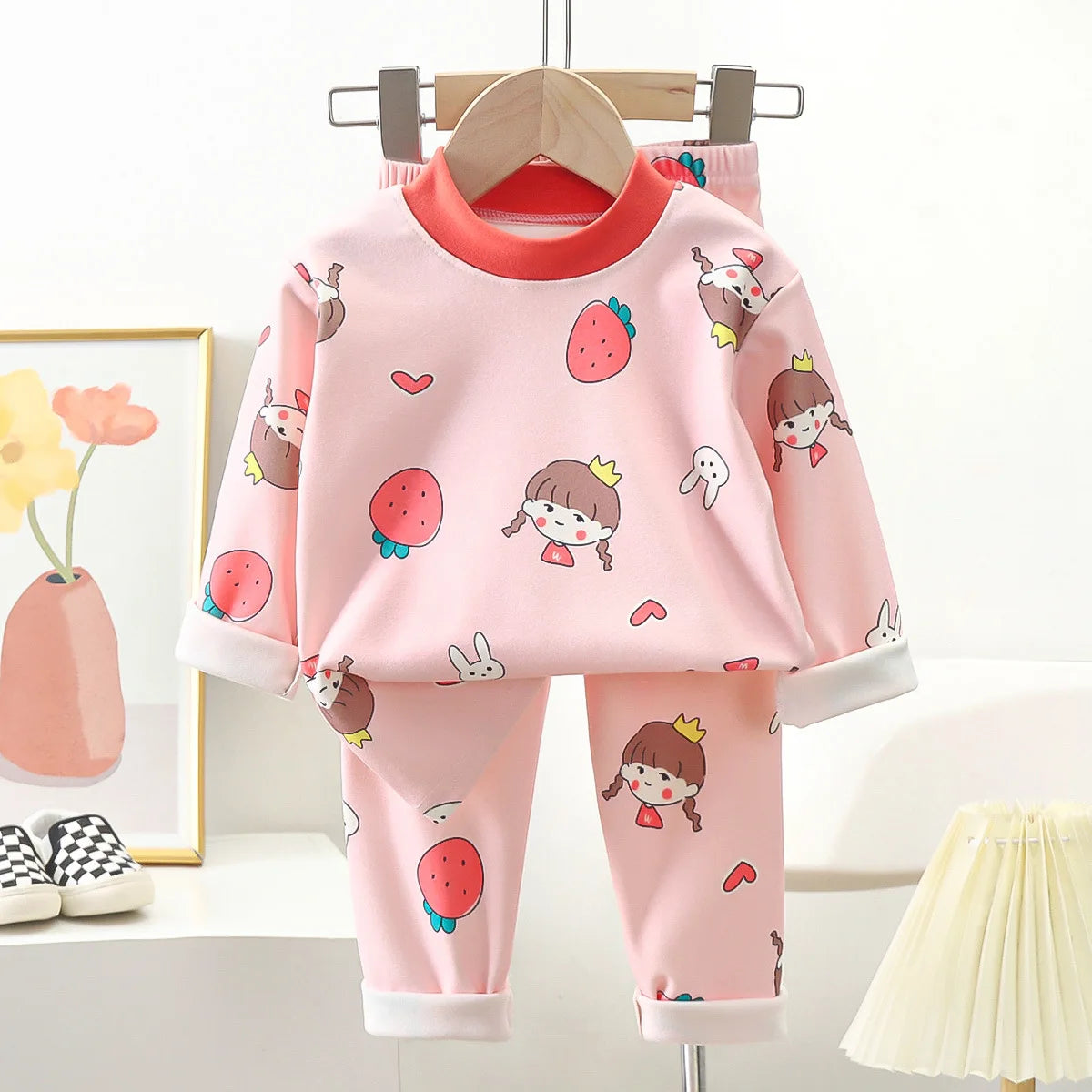 Pyjama Enfant “Cocon Hivernal” – Ensemble Chaud en Coton Épais Molletonné, Confort Doux et Protecteur