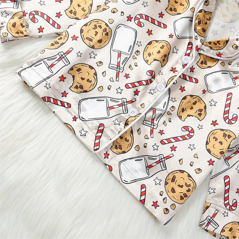 Pyjama Enfant Hiver “Noël Gourmand” – Ensemble Chaud en Coton Doux à Motifs Biscuits et Bonhommes Pain d’Épices