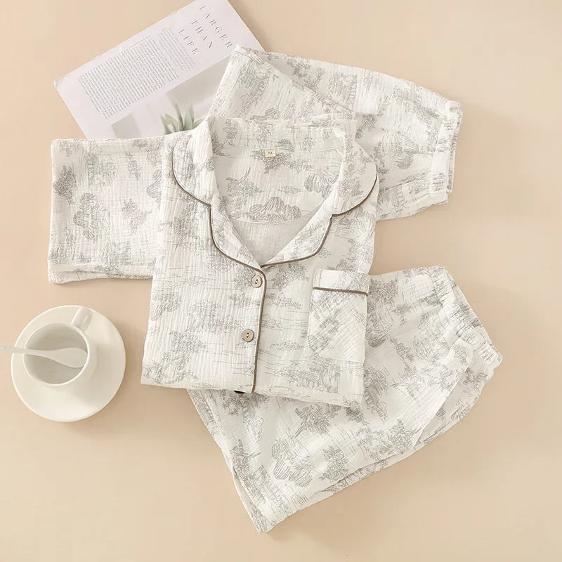 Pyjama Femme Clair Matin – Ensemble 3 Pièces en Coton Doux, Élégance Naturelle & Confort Quotidien