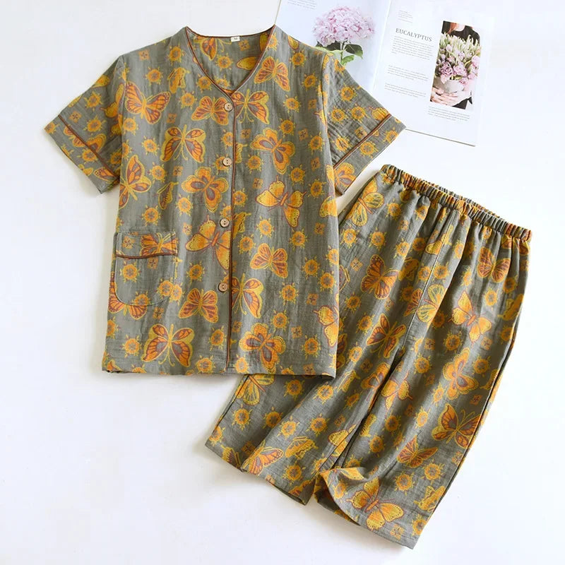 Pyjama Femme Bloom – Ensemble en Coton Doux à Motifs Floraux, Élégance Printanière & Confort Naturel