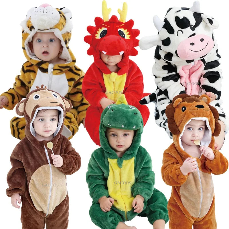 Pyjama Bébé & Enfant Polaire Hiver – Licorne, Loup, Dino & Animaux, Combinaison Chaude