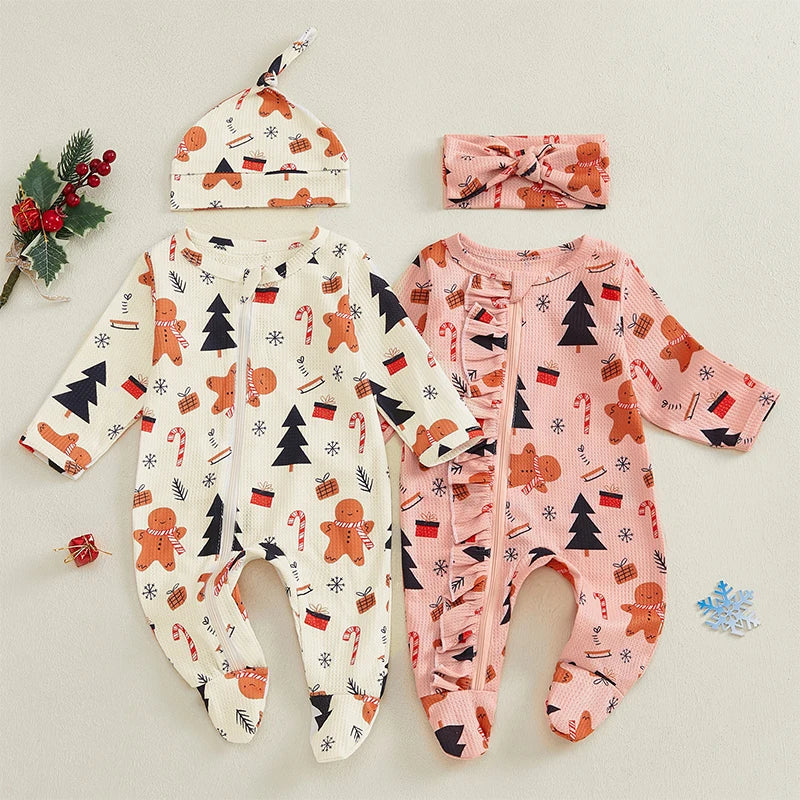 Pyjama Bébé Magie d’Hiver – Ensemble Chaud et Festif avec Bonnet ou Bandeau, Confort Doux pour les Fêtes