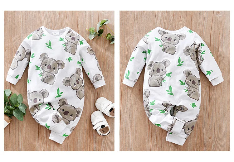 Pyjama Bébé Motif Koala – Grenouillère Coton Manches Longues 0-18 Mois