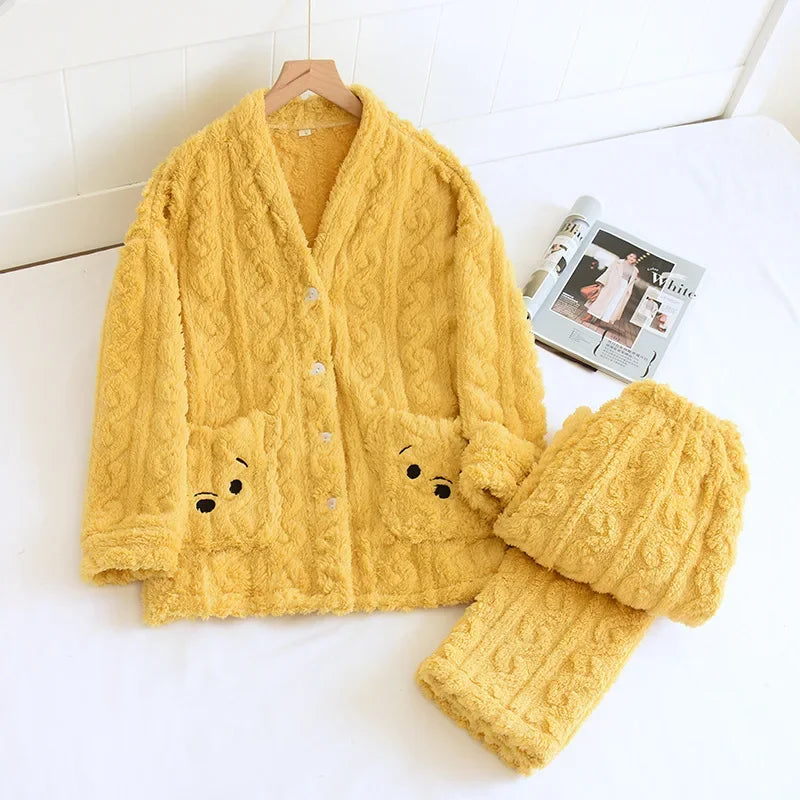 Pyjama Femme Polaire Tricoté – Ensemble Chaud en Peluche Douce, Hiver Confort & Élégance Cocooning