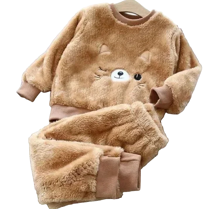 Pyjama Enfant “Doudou Cocoon” – Ensemble Automne/Hiver en Polaire Douce, 2 Pièces à Manches Longues