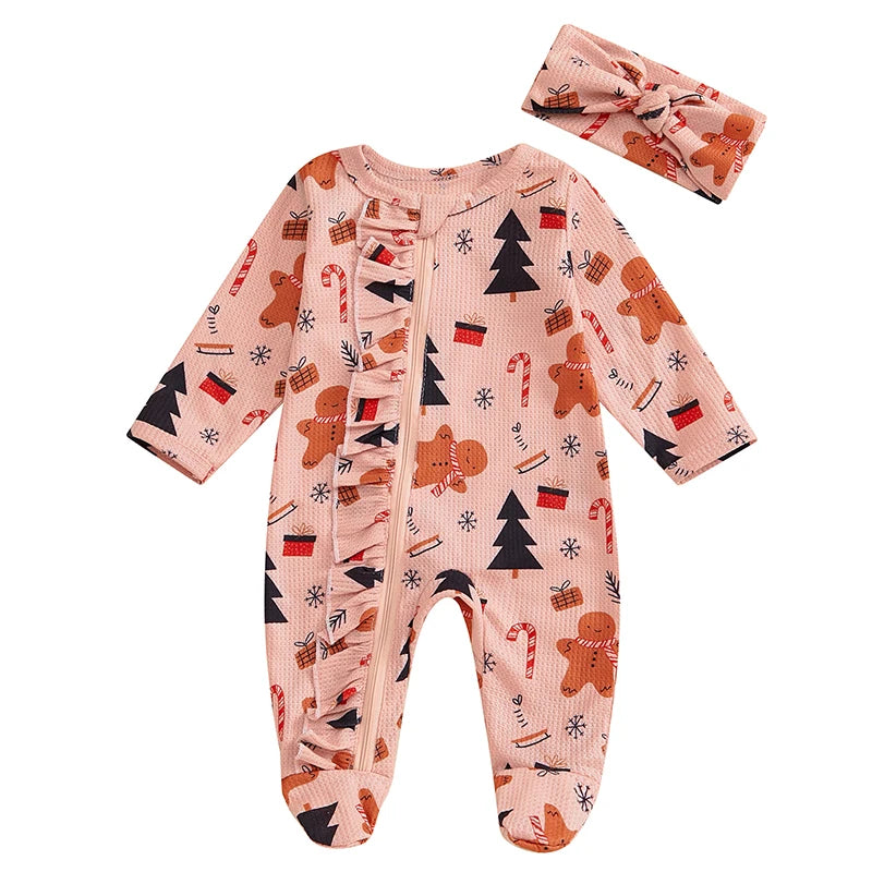 Pyjama Bébé Magie d’Hiver – Ensemble Chaud et Festif avec Bonnet ou Bandeau, Confort Doux pour les Fêtes