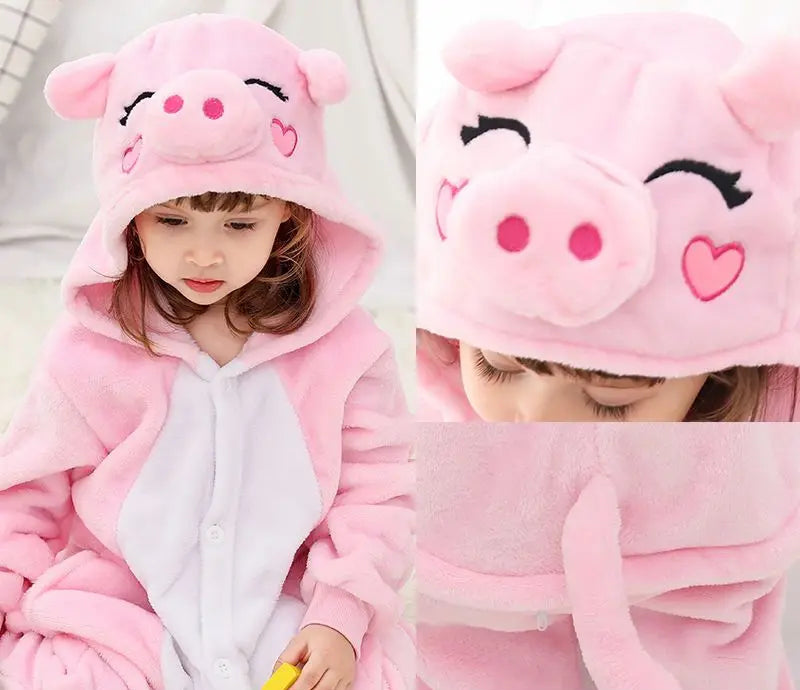 Kigurumi Enfant Hiver – Combinaison Polaire Douce Licorne, Loup & Animaux
