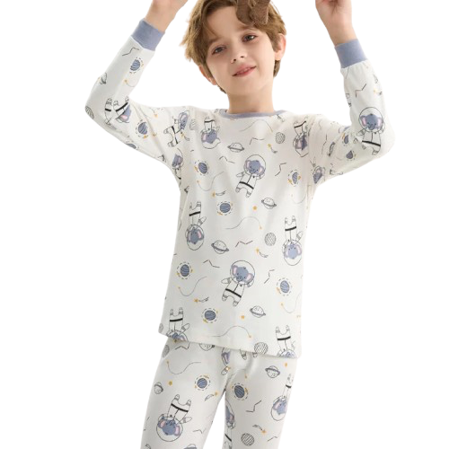 Pyjama Enfant Mi-Saison “Univers Illustré” – Ensemble 2 Pièces en Coton Doux, Manches Longues, Motifs Colorés Mixte