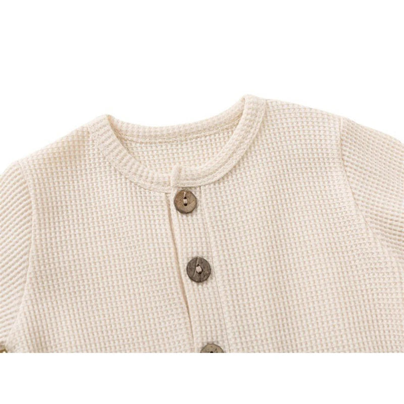 Pyjama Bébé Boutonné en Coton – Combinaison Manches Longues Mi-Saison 3-12 Mois