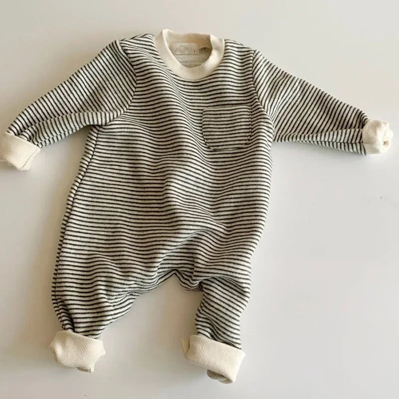 Pyjama Bébé "Coton Rayé Nevia" – Grenouillère Chaude Automne Hiver 6-24 Mois