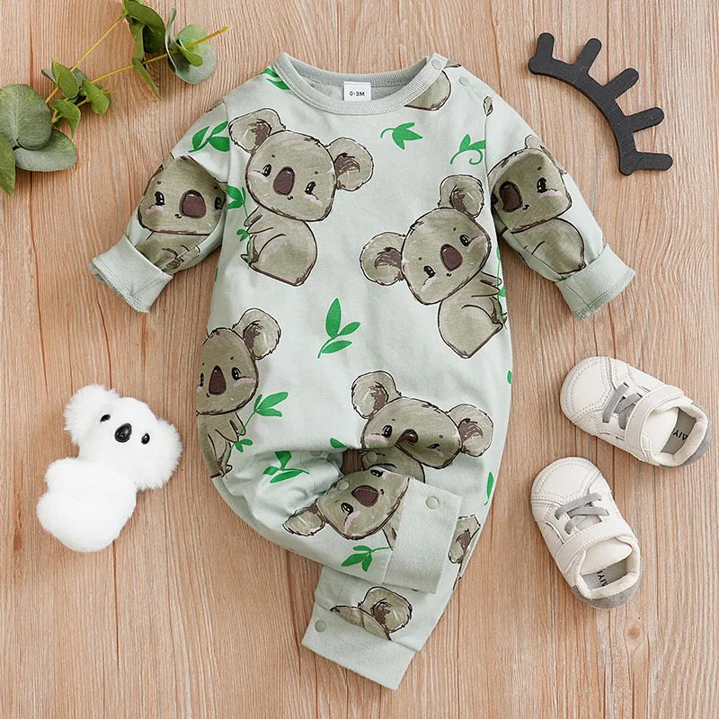 Pyjama Bébé Motif Koala – Grenouillère Coton Manches Longues 0-18 Mois