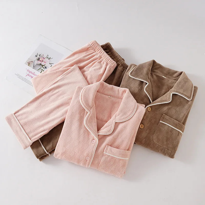 Pyjama Mixte Hiver Essentiel – Ensemble en Coton Chaud et Respirant, Confort Thermique & Élégance Unisexe