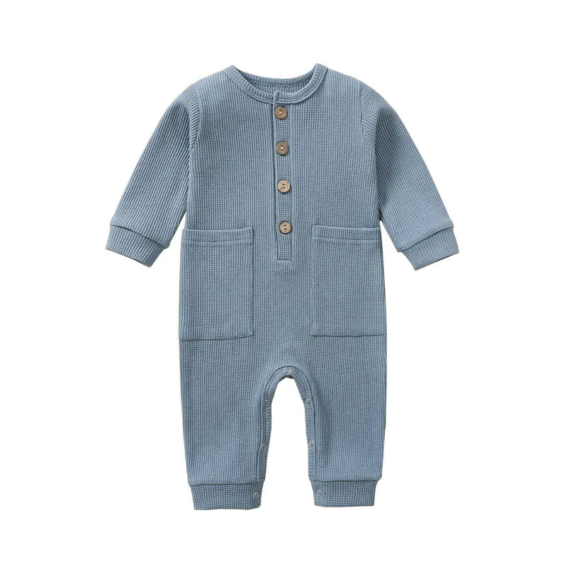 Pyjama Bébé Boutonné en Coton – Combinaison Manches Longues Mi-Saison 3-12 Mois