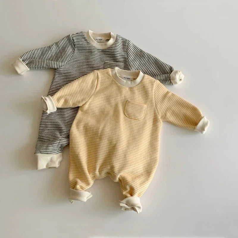 Pyjama Bébé "Coton Rayé Nevia" – Grenouillère Chaude Automne Hiver 6-24 Mois
