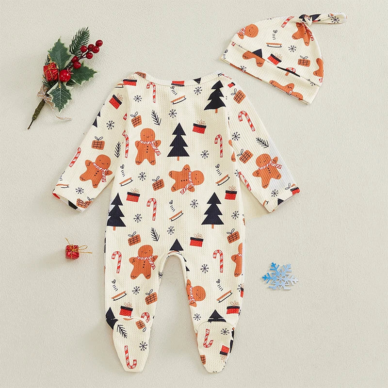 Pyjama Bébé Magie d’Hiver – Ensemble Chaud et Festif avec Bonnet ou Bandeau, Confort Doux pour les Fêtes