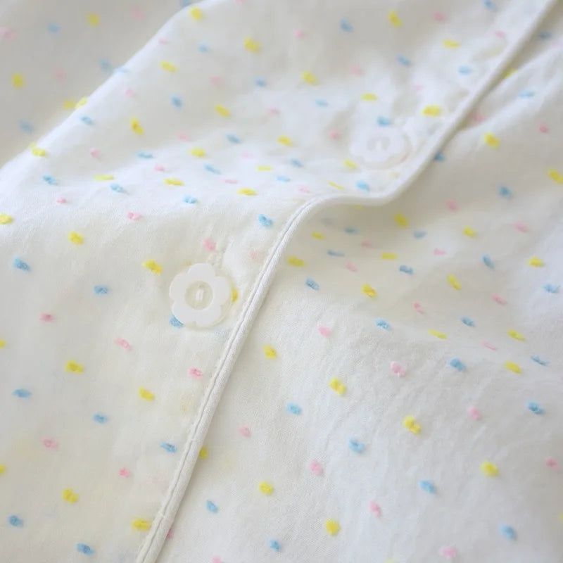 Pyjama Femme “Blanc Douceur” – Ensemble en Coton, Style Intemporel et Confortable