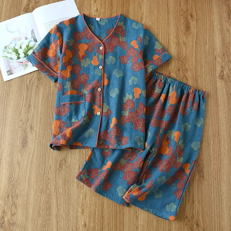 Pyjama Femme Bloom – Ensemble en Coton Doux à Motifs Floraux, Élégance Printanière & Confort Naturel