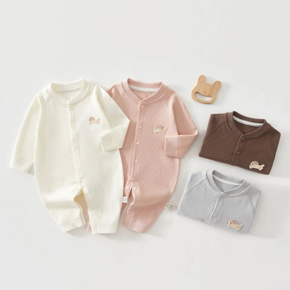 Pyjama Bébé Coton Côtelé – Grenouillère Printemps Été Unisexe pour les 1-18 Mois