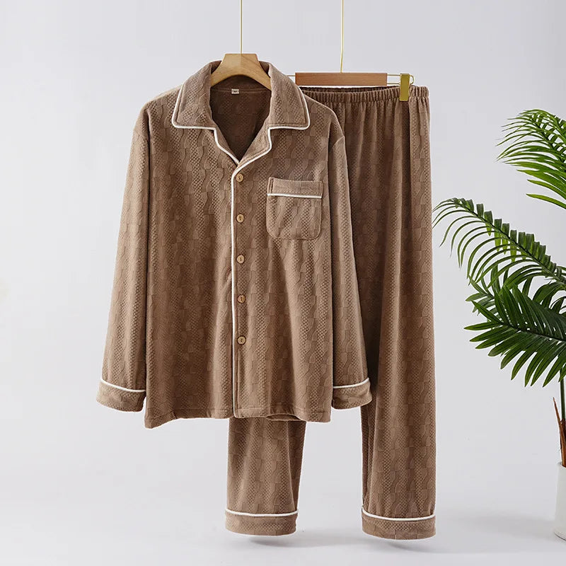 Pyjama Mixte Hiver Essentiel – Ensemble en Coton Chaud et Respirant, Confort Thermique & Élégance Unisexe