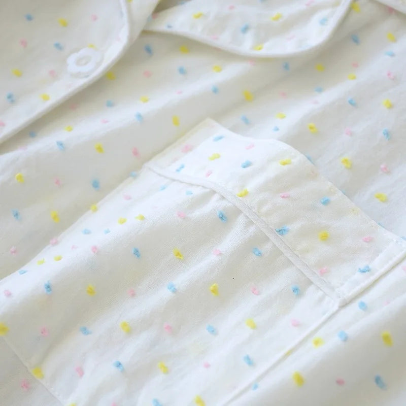 Pyjama Femme “Blanc Douceur” – Ensemble en Coton, Style Intemporel et Confortable