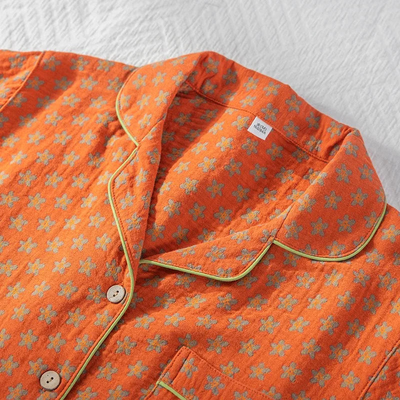 Pyjama Femme Éclat Douillet – Ensemble Long en Coton Gaufré, Confort Naturel & Élégance d’Hiver