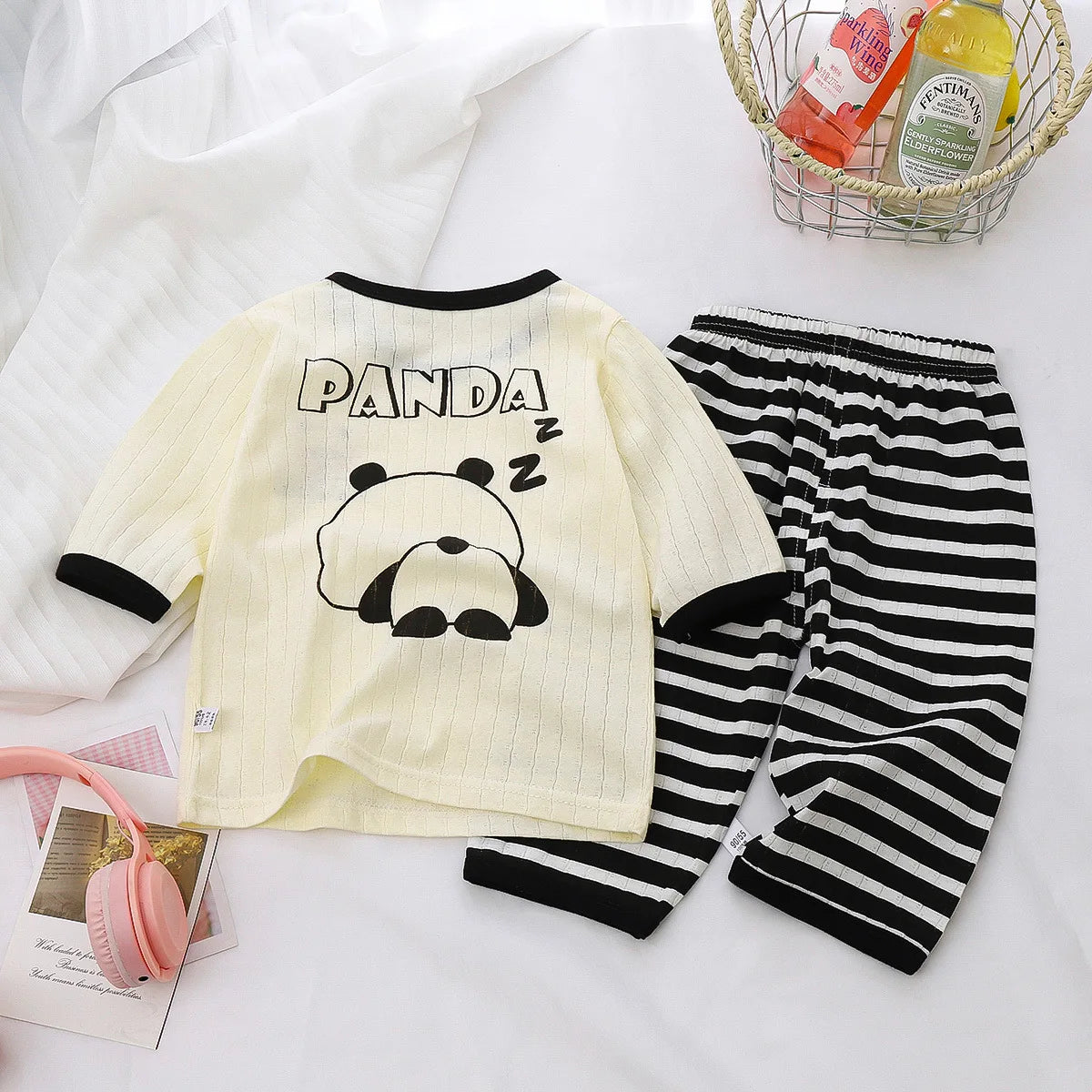 Pyjama Bébé Deux Pièces Panda – Ensemble en Maille Coton Confort Unique Unisexe