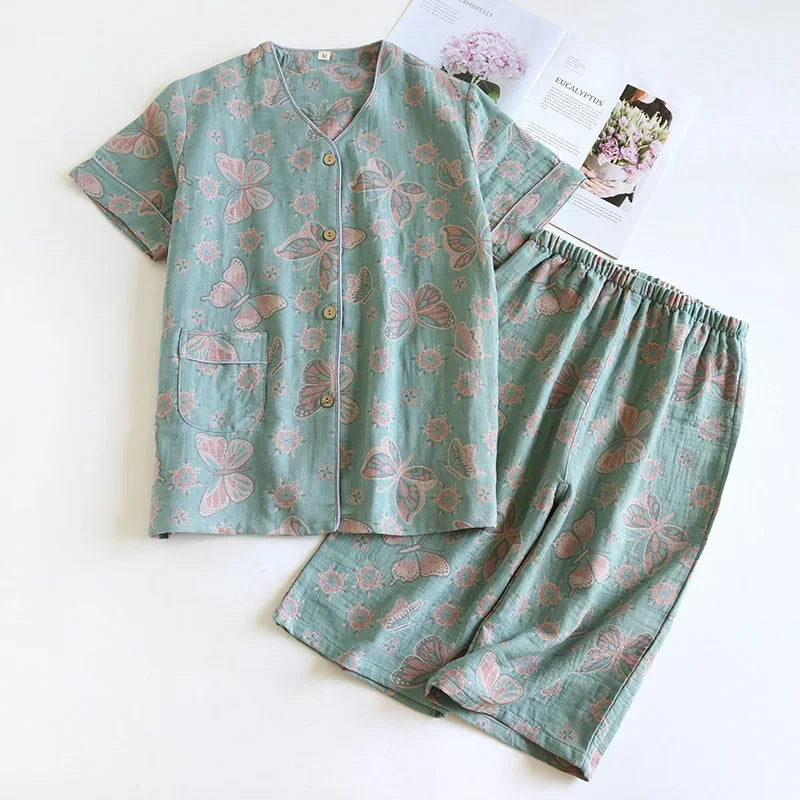 Pyjama Femme Bloom – Ensemble en Coton Doux à Motifs Floraux, Élégance Printanière & Confort Naturel