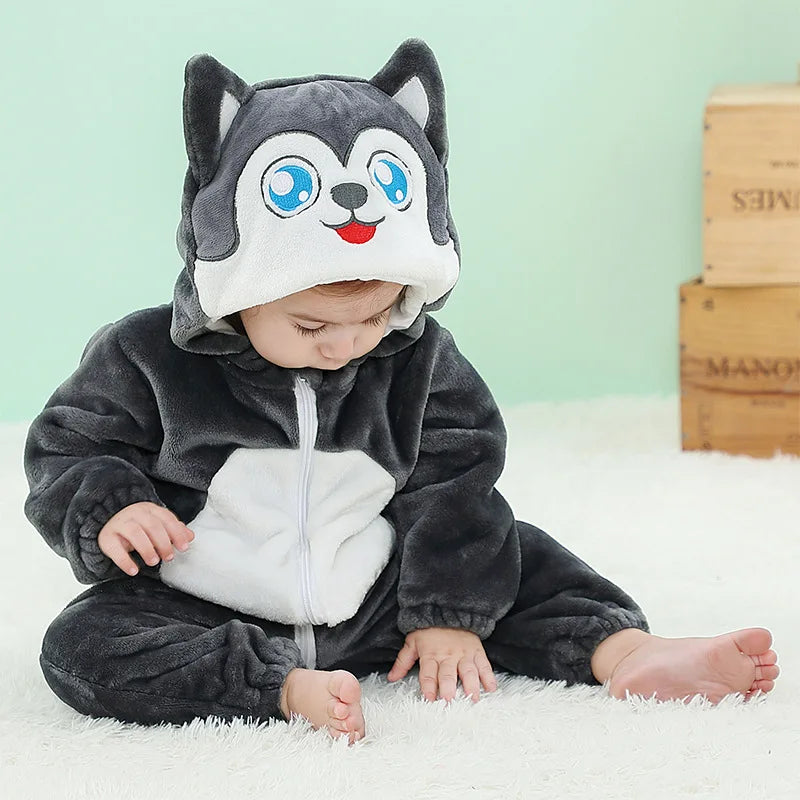Pyjama Bébé & Enfant Polaire Hiver – Licorne, Loup, Dino & Animaux, Combinaison Chaude