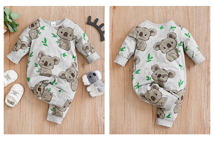 Pyjama Bébé Motif Koala – Grenouillère Coton Manches Longues 0-18 Mois