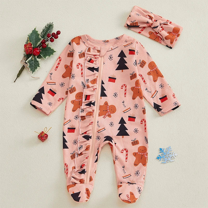 Pyjama Bébé Magie d’Hiver – Ensemble Chaud et Festif avec Bonnet ou Bandeau, Confort Doux pour les Fêtes