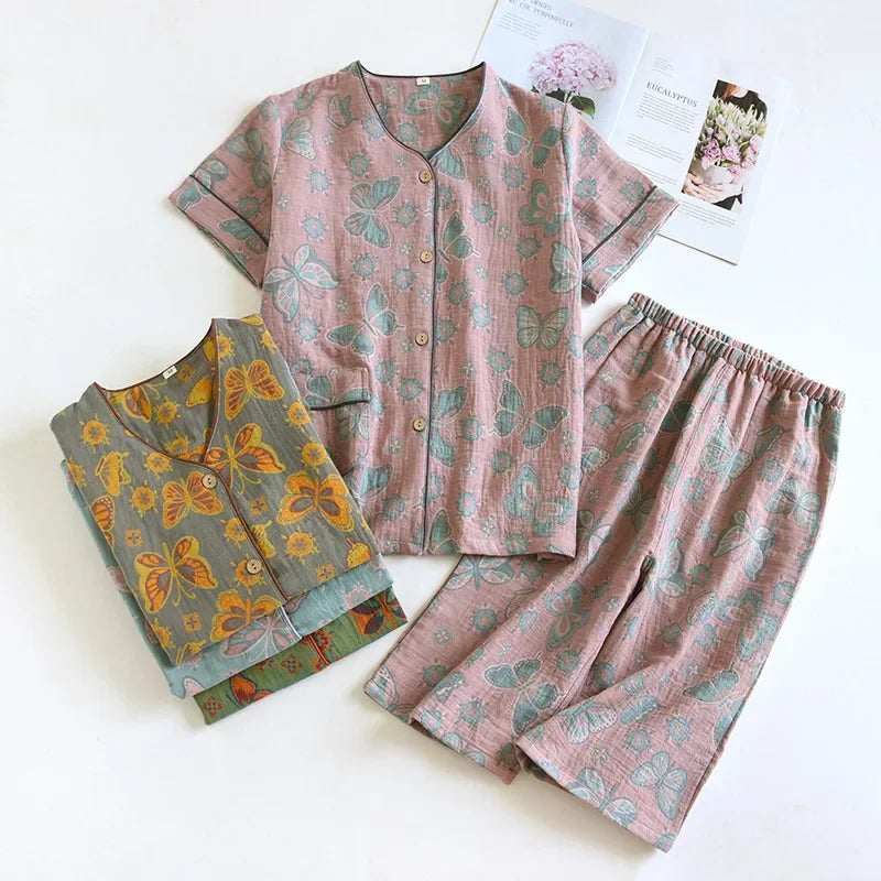 Pyjama Femme Bloom – Ensemble en Coton Doux à Motifs Floraux, Élégance Printanière & Confort Naturel