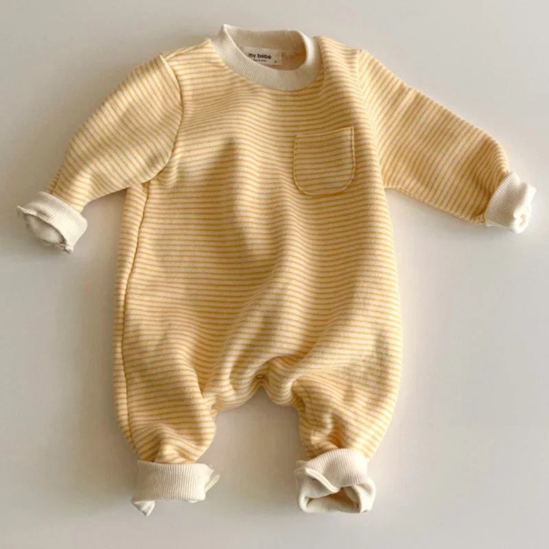 Pyjama Bébé "Coton Rayé Nevia" – Grenouillère Chaude Automne Hiver 6-24 Mois