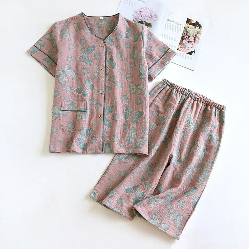 Pyjama Femme Bloom – Ensemble en Coton Doux à Motifs Floraux, Élégance Printanière & Confort Naturel