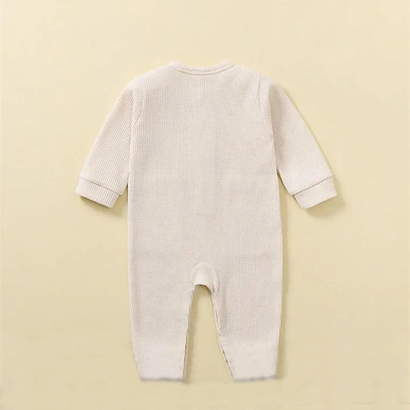 Pyjama Bébé Boutonné en Coton – Combinaison Manches Longues Mi-Saison 3-12 Mois
