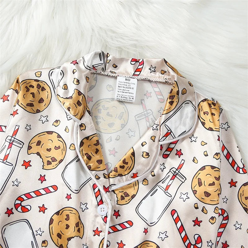 Pyjama Enfant Hiver “Noël Gourmand” – Ensemble Chaud en Coton Doux à Motifs Biscuits et Bonhommes Pain d’Épices