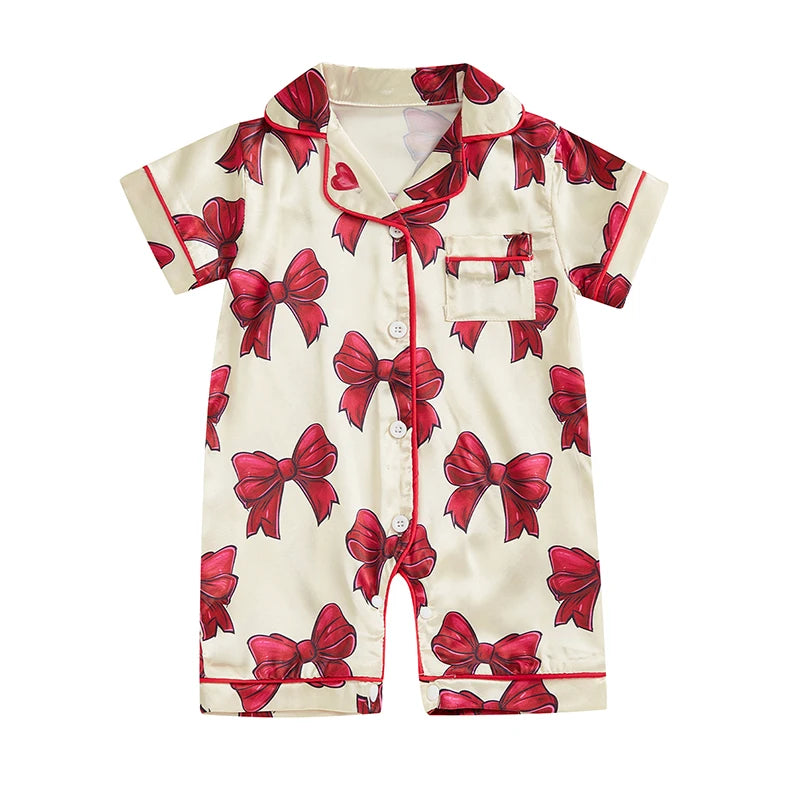 Pyjama Bébé Satin Été “Ruban de Lune” – Ensemble Léger Respirant Fille