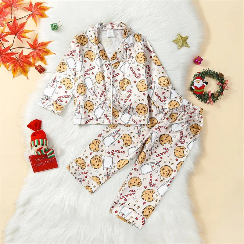 Pyjama Enfant Hiver “Noël Gourmand” – Ensemble Chaud en Coton Doux à Motifs Biscuits et Bonhommes Pain d’Épices
